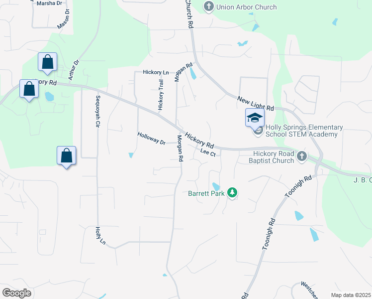 map of restaurants, bars, coffee shops, grocery stores, and more near 2347 Morgan Road in Canton