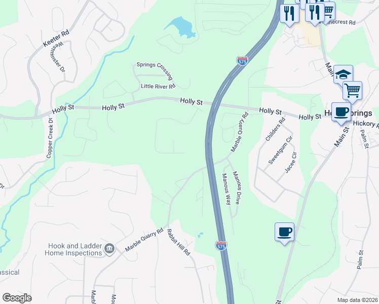 map of restaurants, bars, coffee shops, grocery stores, and more near 1594 Kimberly Place in Canton