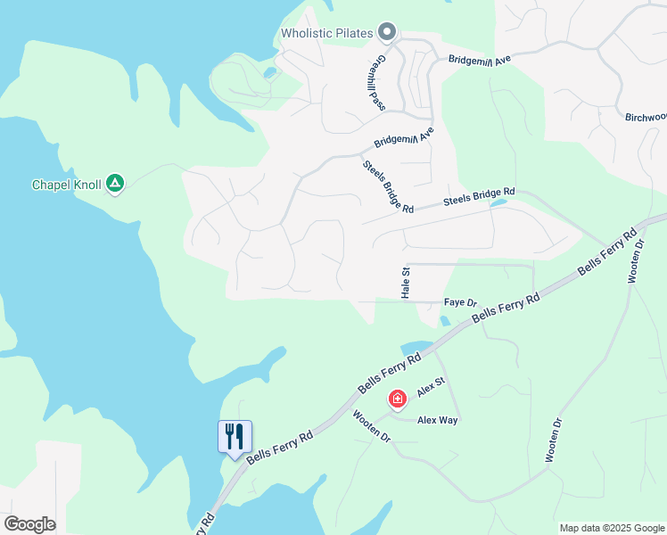 map of restaurants, bars, coffee shops, grocery stores, and more near 401 Azalea Cove in Canton