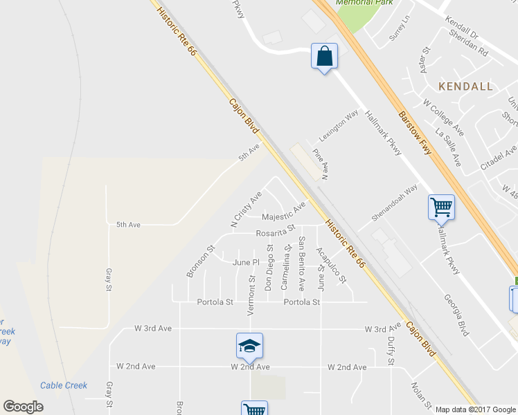 map of restaurants, bars, coffee shops, grocery stores, and more near 4740 Don Diego Street in San Bernardino