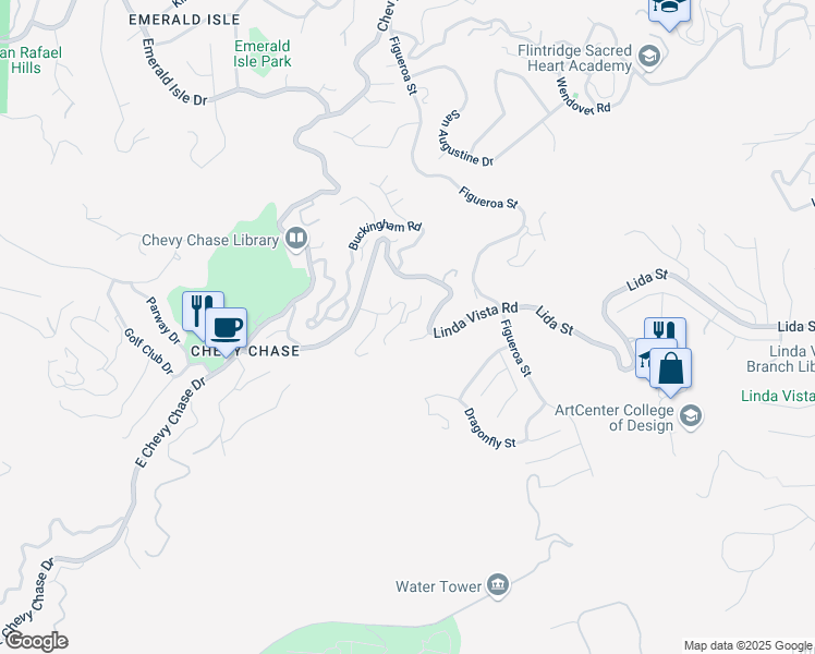 map of restaurants, bars, coffee shops, grocery stores, and more near 3342 Tyrrell Place in Glendale