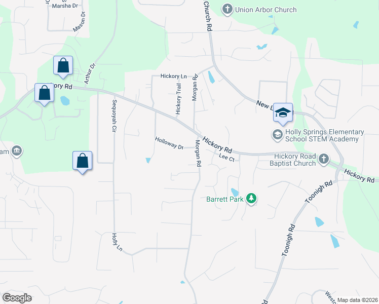 map of restaurants, bars, coffee shops, grocery stores, and more near 408 Holloway Drive in Canton