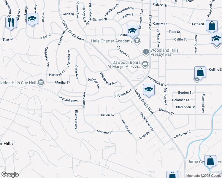 map of restaurants, bars, coffee shops, grocery stores, and more near 5557 El Canon Avenue in Los Angeles