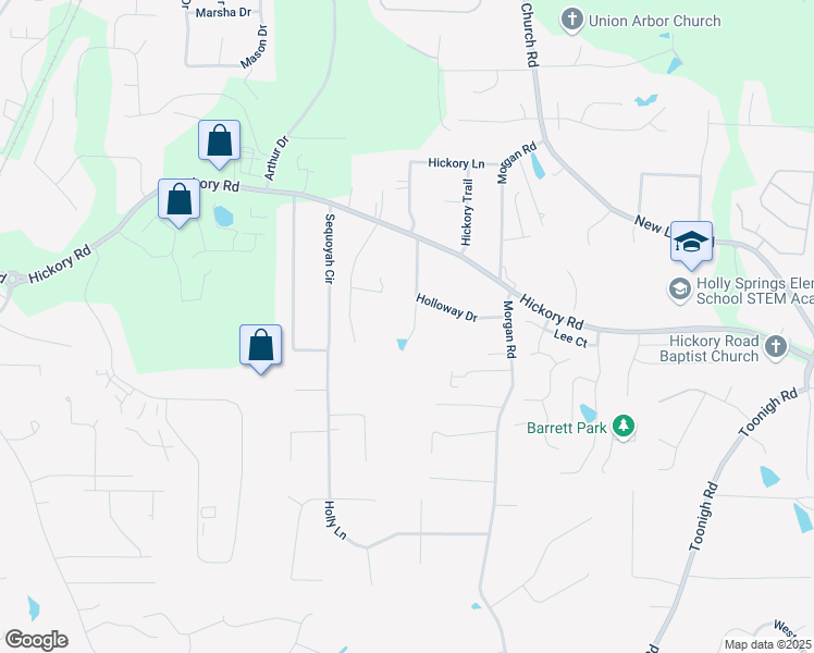 map of restaurants, bars, coffee shops, grocery stores, and more near 188 Holloway Drive in Canton