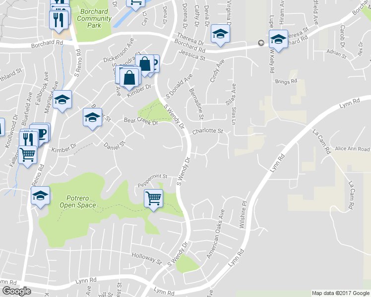 map of restaurants, bars, coffee shops, grocery stores, and more near 3171 Bear Creek Drive in Thousand Oaks