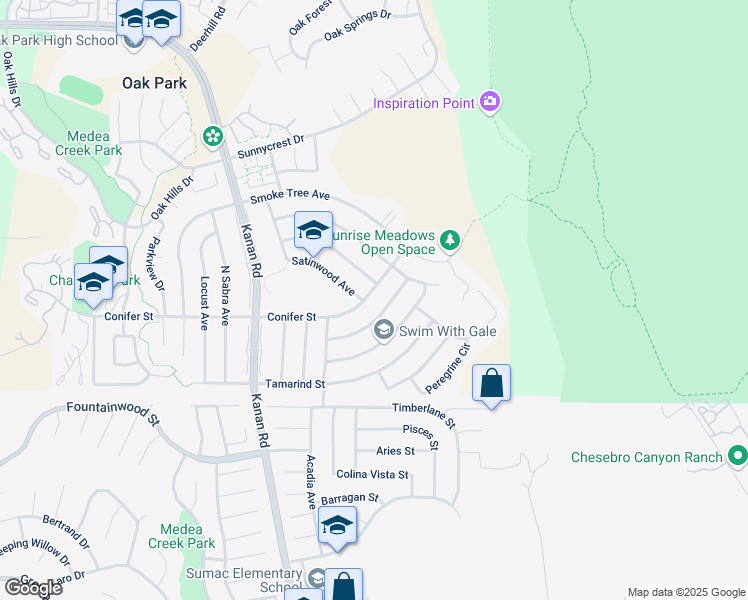 map of restaurants, bars, coffee shops, grocery stores, and more near 6524 Conifer Street in Oak Park