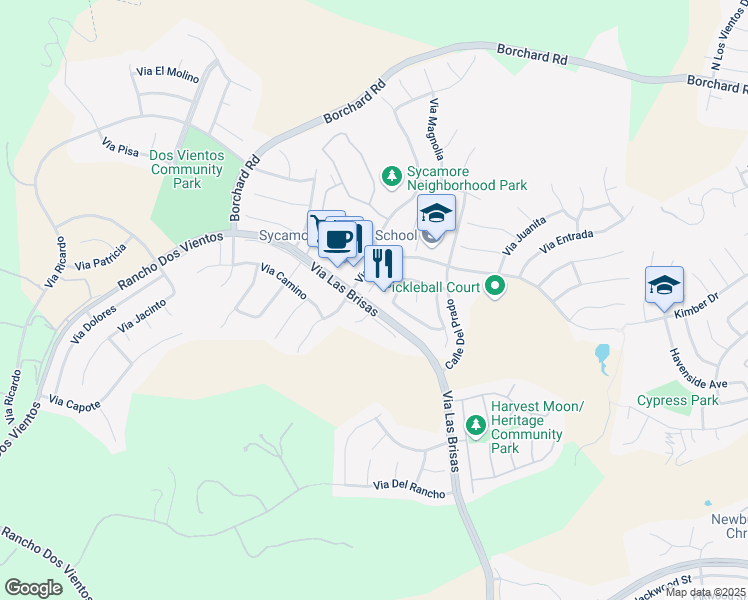 map of restaurants, bars, coffee shops, grocery stores, and more near 4692 Calle Norte in Thousand Oaks