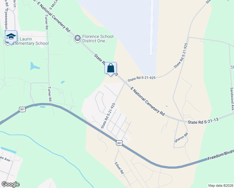 map of restaurants, bars, coffee shops, grocery stores, and more near 1325 State Road S-21-925 in Florence