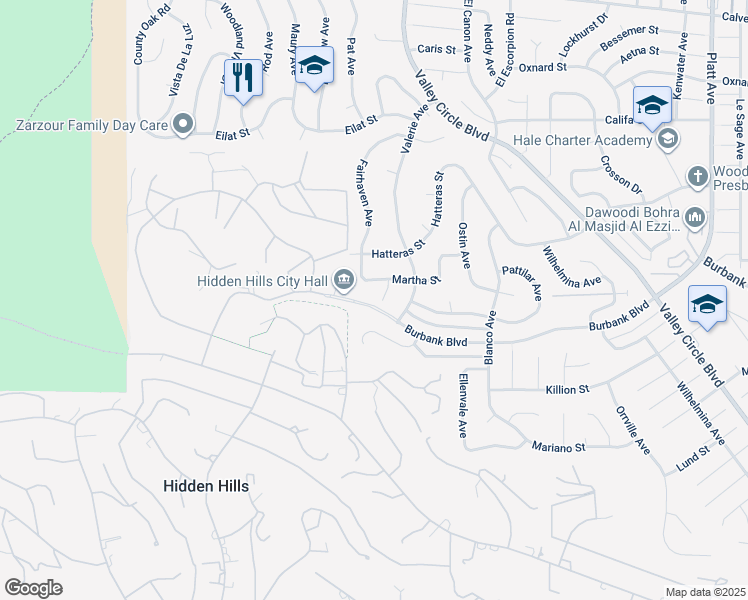 map of restaurants, bars, coffee shops, grocery stores, and more near 5543 Ranthom Avenue in Los Angeles