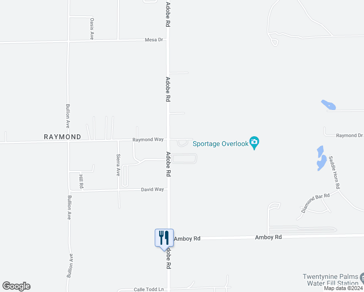 map of restaurants, bars, coffee shops, grocery stores, and more near 73747 Raymond Way in Twentynine Palms