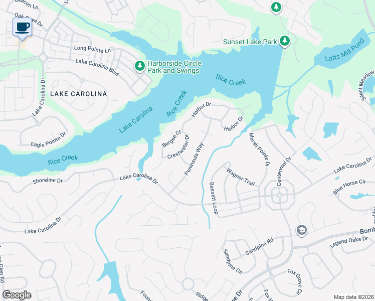 map of restaurants, bars, coffee shops, grocery stores, and more near 112 Crestwater Drive in Columbia