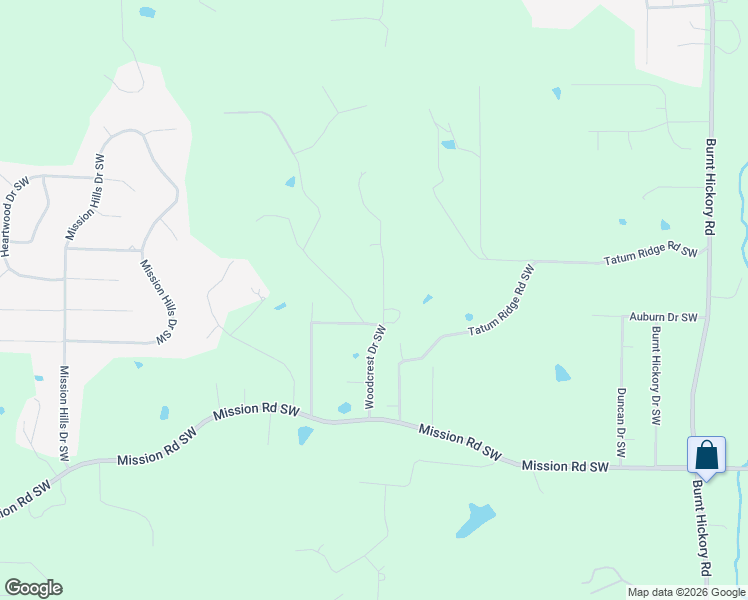 map of restaurants, bars, coffee shops, grocery stores, and more near 91 Woodcrest Drive Southwest in Cartersville