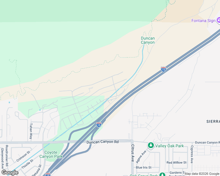 map of restaurants, bars, coffee shops, grocery stores, and more near 15957 Butterfly Drive in Fontana