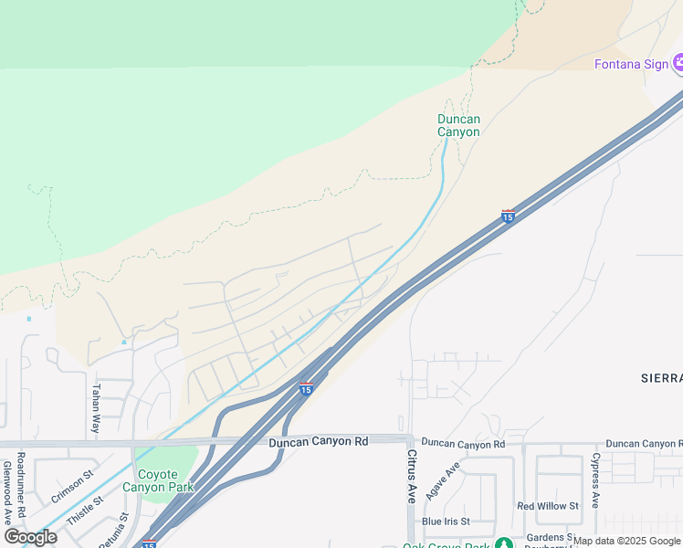 map of restaurants, bars, coffee shops, grocery stores, and more near 15957 Butterfly Drive in Fontana