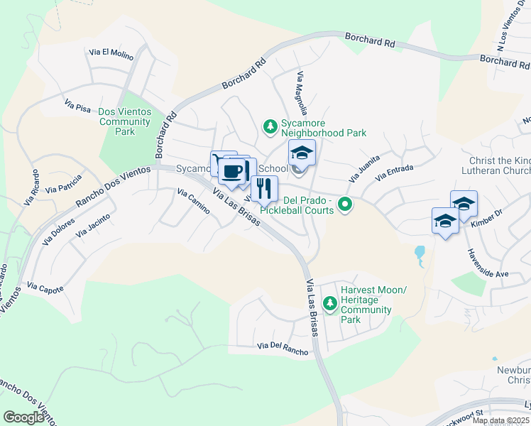 map of restaurants, bars, coffee shops, grocery stores, and more near 4692 Calle Norte in Thousand Oaks