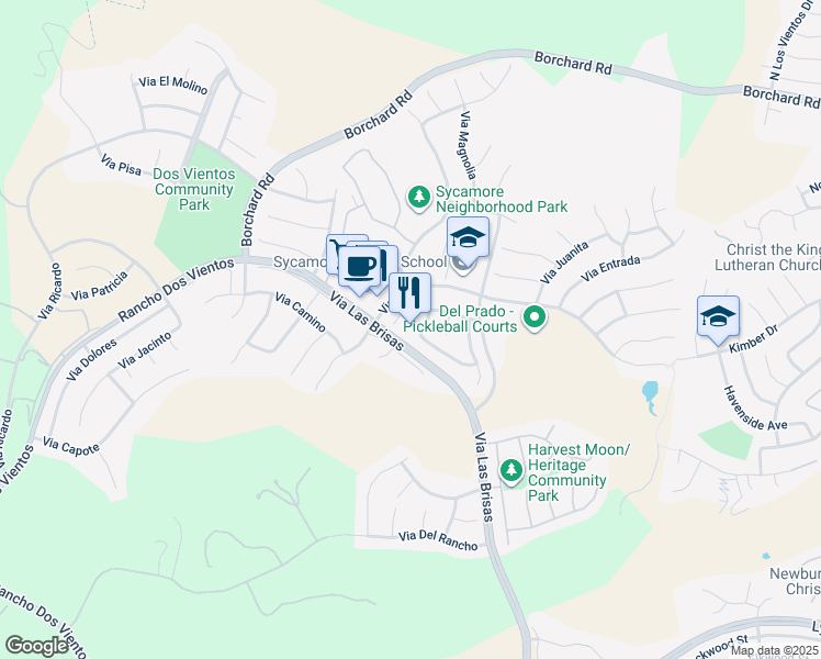map of restaurants, bars, coffee shops, grocery stores, and more near 4692 Calle Norte in Thousand Oaks