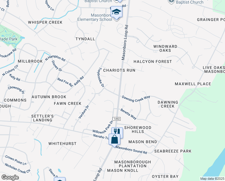 map of restaurants, bars, coffee shops, grocery stores, and more near 5213 Treybrooke Drive in Wilmington