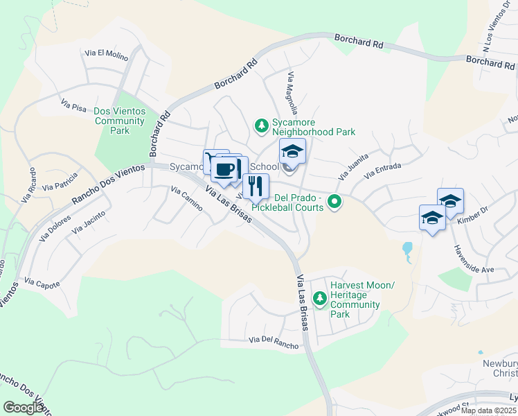 map of restaurants, bars, coffee shops, grocery stores, and more near 4672 Calle San Juan in Thousand Oaks