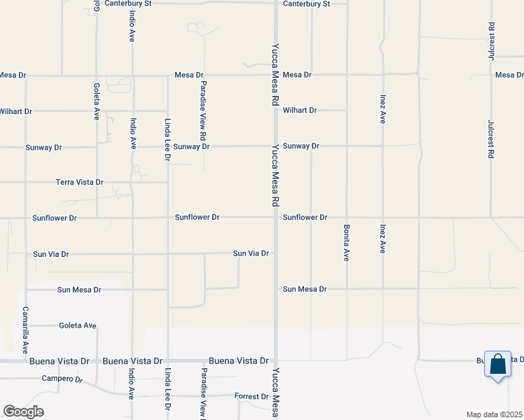map of restaurants, bars, coffee shops, grocery stores, and more near 59260 Sunflower Drive in Yucca Valley