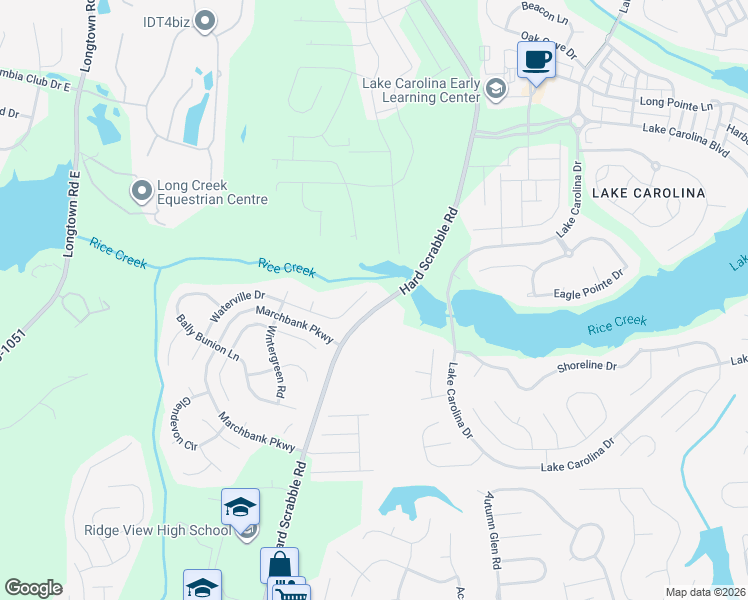 map of restaurants, bars, coffee shops, grocery stores, and more near 101 Waterville Drive in Columbia
