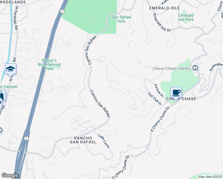 map of restaurants, bars, coffee shops, grocery stores, and more near 1459 Thurlene Road in Glendale