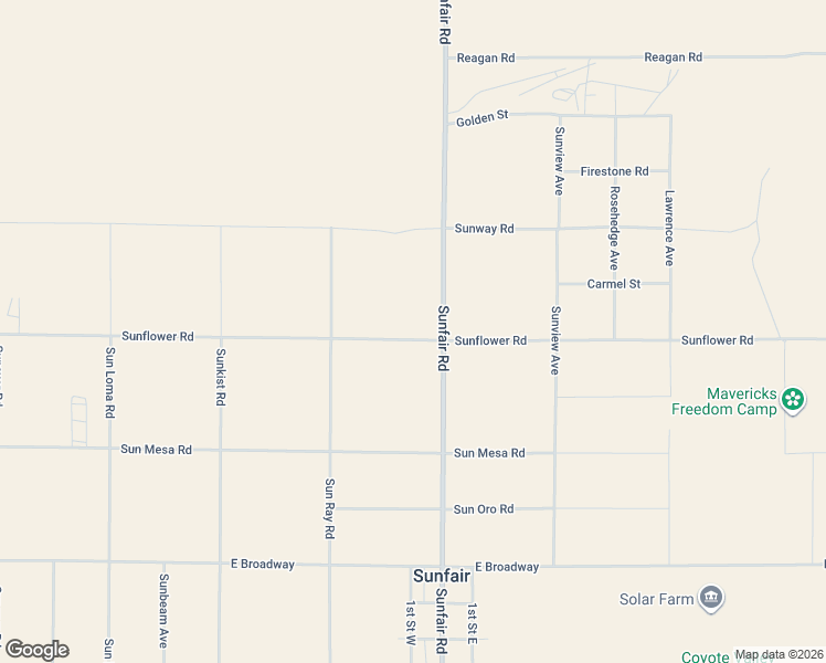 map of restaurants, bars, coffee shops, grocery stores, and more near Sunflower Road in Joshua Tree