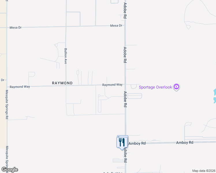 map of restaurants, bars, coffee shops, grocery stores, and more near 73579 Raymond Way in Twentynine Palms