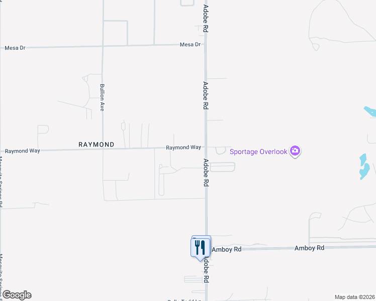 map of restaurants, bars, coffee shops, grocery stores, and more near 73627 Raymond Way in Twentynine Palms
