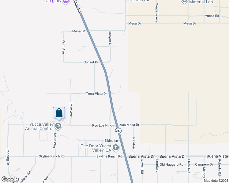 map of restaurants, bars, coffee shops, grocery stores, and more near 4409 Old Woman Springs Road in Yucca Valley