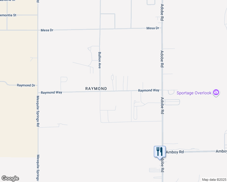map of restaurants, bars, coffee shops, grocery stores, and more near Raymond Way in Twentynine Palms