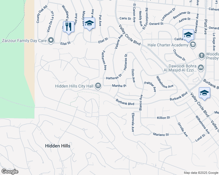 map of restaurants, bars, coffee shops, grocery stores, and more near 5543 Ranthom Avenue in Los Angeles