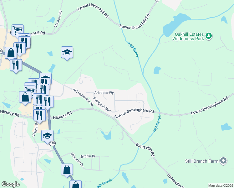 map of restaurants, bars, coffee shops, grocery stores, and more near 413 Aristides Way in Canton