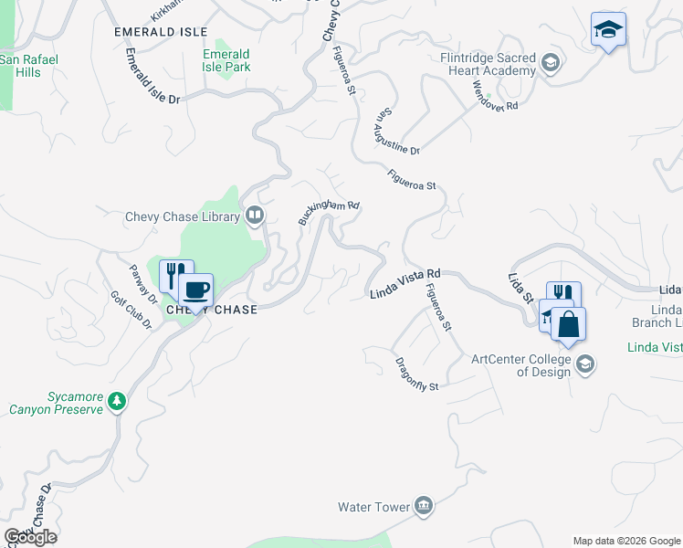 map of restaurants, bars, coffee shops, grocery stores, and more near 3342 Tyrrell Place in Glendale