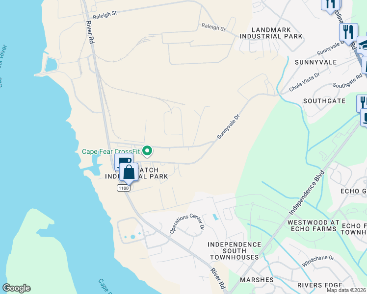 map of restaurants, bars, coffee shops, grocery stores, and more near 773 Sunnyvale Drive in Wilmington