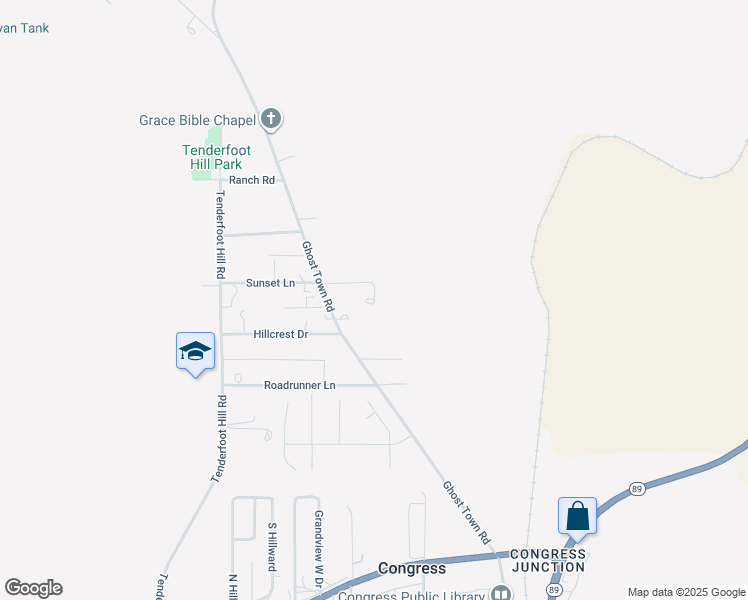 map of restaurants, bars, coffee shops, grocery stores, and more near 201 Sunset Lane in Congress
