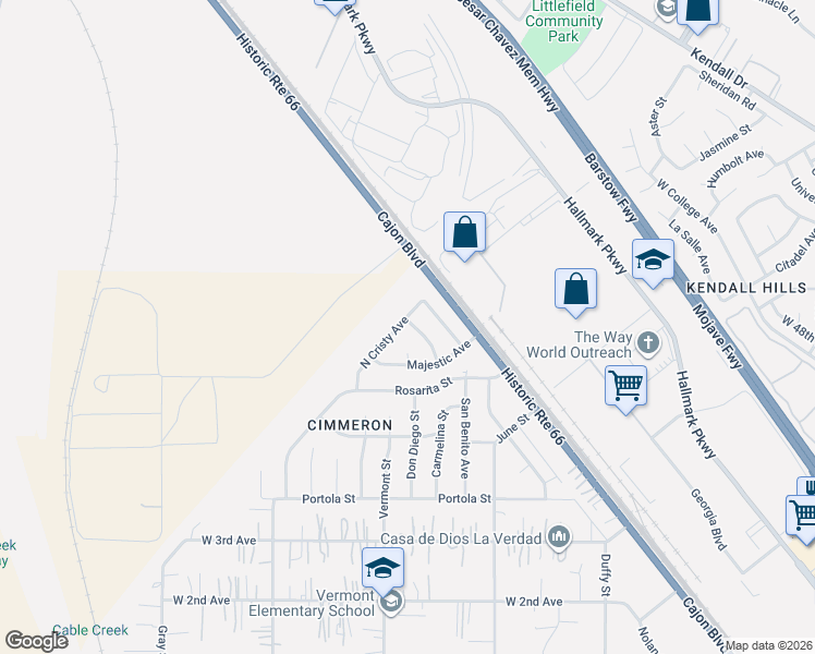 map of restaurants, bars, coffee shops, grocery stores, and more near 4740 Don Diego Street in San Bernardino