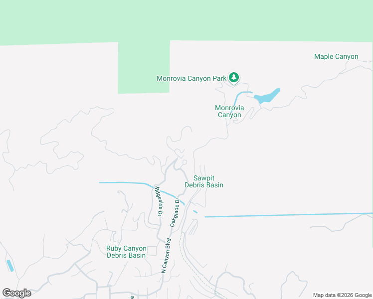 map of restaurants, bars, coffee shops, grocery stores, and more near 982 Ridgeside Drive in Monrovia