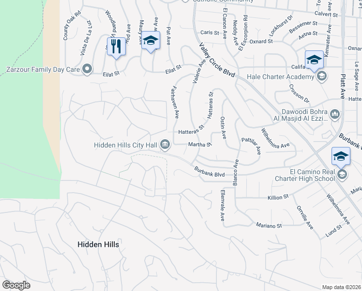 map of restaurants, bars, coffee shops, grocery stores, and more near 5543 Ranthom Avenue in Los Angeles