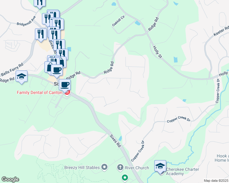 map of restaurants, bars, coffee shops, grocery stores, and more near 308 Golden Court in Canton