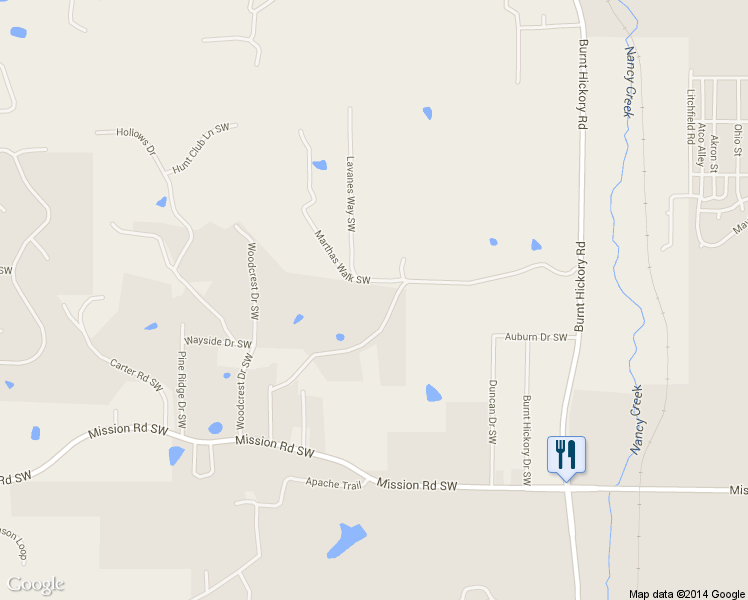 map of restaurants, bars, coffee shops, grocery stores, and more near 150 Tatum Ridge Rd SW in Cartersville