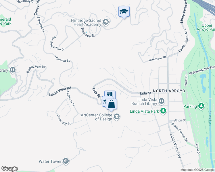 map of restaurants, bars, coffee shops, grocery stores, and more near 1615 Pegfair Estates Drive in Pasadena