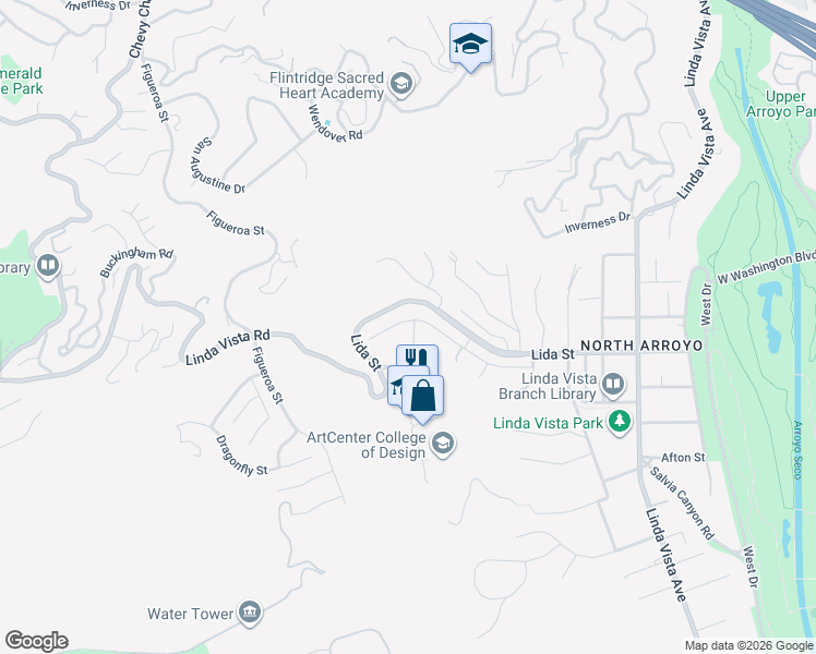 map of restaurants, bars, coffee shops, grocery stores, and more near 1615 Pegfair Estates Drive in Pasadena