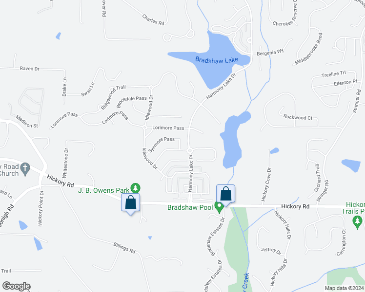 map of restaurants, bars, coffee shops, grocery stores, and more near 649 Syemore Pass in Canton