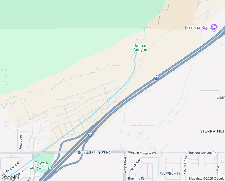 map of restaurants, bars, coffee shops, grocery stores, and more near 15957 Butterfly Drive in Fontana