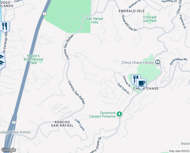 map of restaurants, bars, coffee shops, grocery stores, and more near 1425 Belleau Road in Glendale