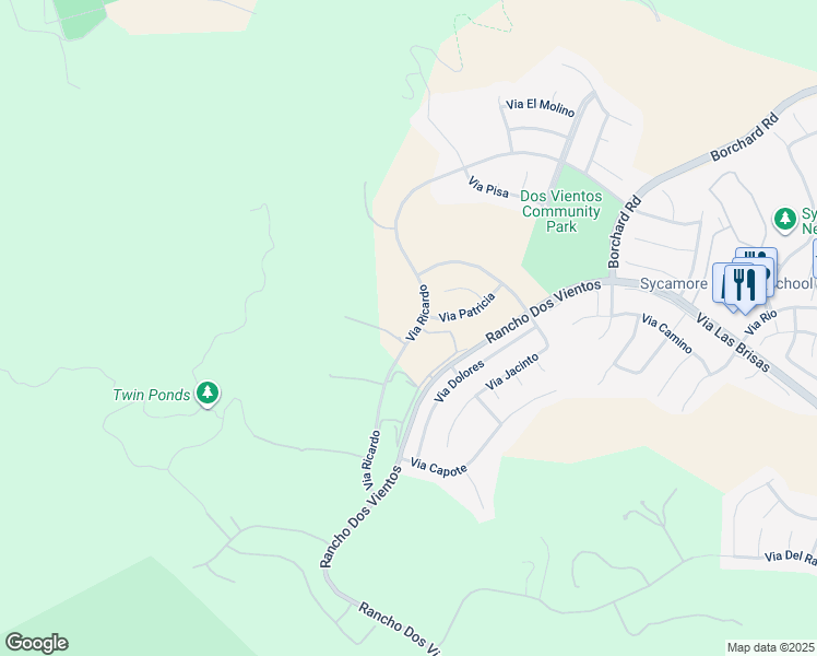 map of restaurants, bars, coffee shops, grocery stores, and more near 5419 Via Olas in Thousand Oaks
