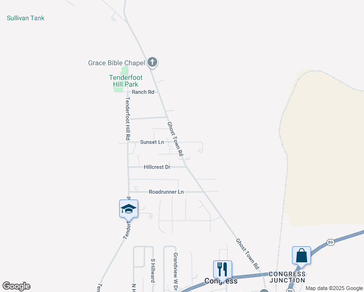 map of restaurants, bars, coffee shops, grocery stores, and more near 201-321 Sunset Lane in Congress
