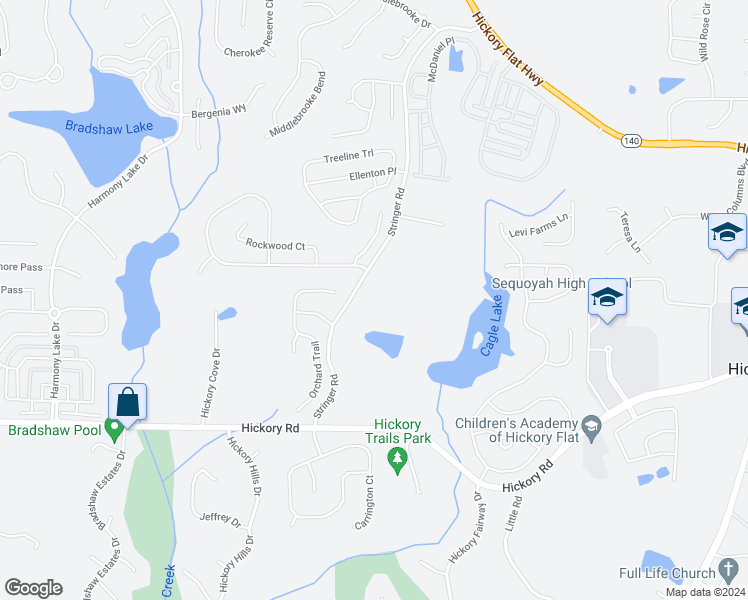 map of restaurants, bars, coffee shops, grocery stores, and more near 362 Stringer Road in Canton
