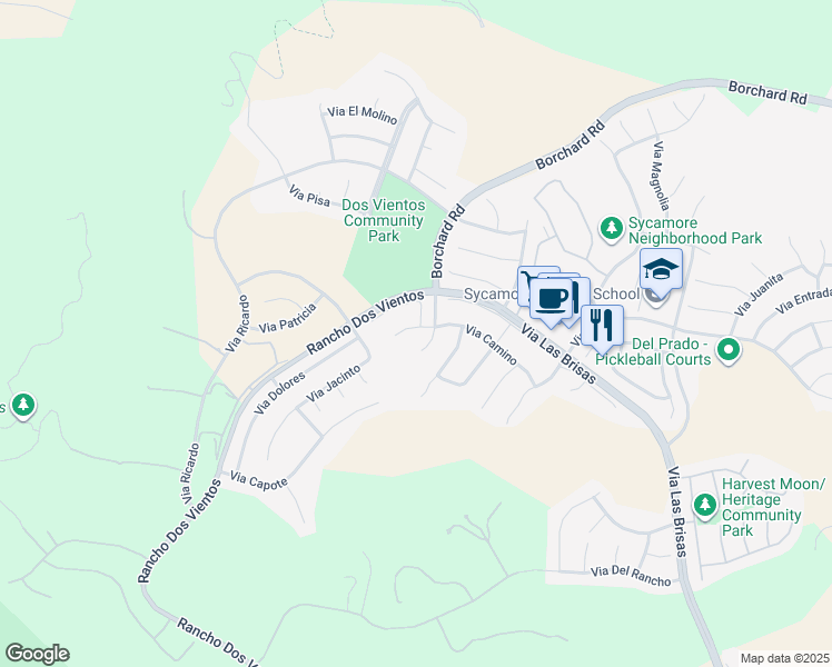 map of restaurants, bars, coffee shops, grocery stores, and more near 5069 Via Camino in Thousand Oaks
