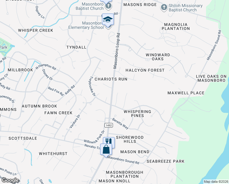 map of restaurants, bars, coffee shops, grocery stores, and more near 3502 Tree Top Way in Wilmington